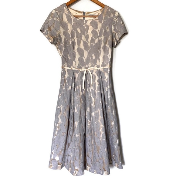 Mikarose 1940s Style Modest Dress Renee Gold & Grey Lace XS - Picture 3 of 13
